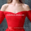 Red Off Schulter Kurzarm V-Ausschnitt Partykleid Abendkleid